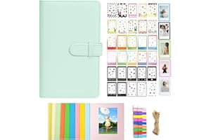 AISNYHO Kit d'accessoires de film instantané pour appareil photo Instax Mini LiPlay 12 11 9 8+ 8 evo 99 SE 40 90 70 50S 26 25 7S avec album/film autocollant/cadre photo magnétique/cadre à suspendre Vert