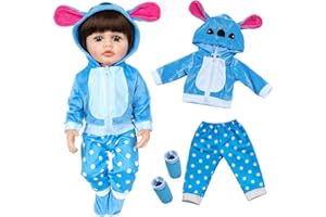 CARREUTY Ropa para Muñecas Bebés 50-55 cm, Ropa de Muñeca Azul con Blusa, Pantalones, Calcetines, Compatible con Reborn
