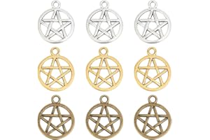 SUNNYCLUE 1 Box 90Pcs Pentagram Charms Small Witch Charms Pentacle Star Charms Vintage Magic Charm Witch Charm Bulk Protection Lucky Charm for jewellery Making Charms DIY Earrings Bracelet Necklace