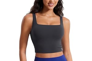 CRZ YOGA Butterluxe Mujeres Cuadrado Cuello Palangre Sujetador Deportivo - Yoga Acolchado Cultivo Tanque Tops