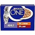 Purina ONE Adult Cat Food Chicken and Beef 8x85G, Pack of 5