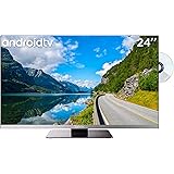 SYLVOX 24 pollici TV intelligente per camper Lettore DVD integrato, Google play, Sat Satellite Decoder, Televisione Android c