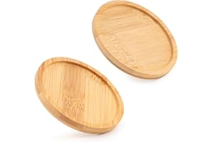 LOBVABA 2 Pièces Plateau en Bambou,Dessous de Verre en Bambou,Plateau Rond,Dessous de Bougie,Dessous de Verre pour Boissons,Assiettes de Bougeoirs Rond,pour Les bougeoirs,sous-Verres,décorations de Vacances
