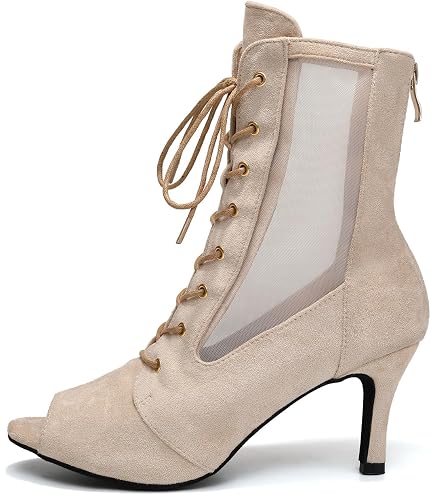 Bottes De Danse Latine à Lacets Femme – Talon 7 Ou 9 Cm, Souples & Respirantes Salsa Tango
