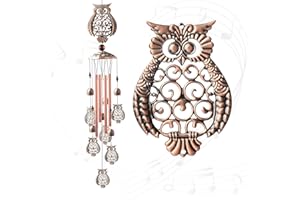 TUHNHGD BúHo Carillon De Viento, Buhos Decorativos, Adorno De Buho, BúHo Veleta, Campanillas De Metal, CarillóN De Viento Vintage para Mamá Y Mujer, BúHo Adornos De LatóN CumpleañOs (2)