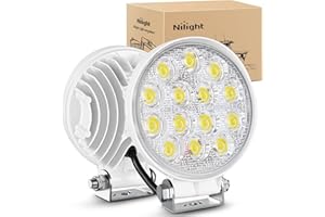 Nilight Marine LED Pods 2Pcs 4.5 Inch 42W 4200LM White Round Light Flood Beam Ponton Boat Deck Dock Lights for Night Fishing T-top Stern Yacht Kayak Port Sailboat