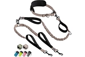 SPARKLYPETS Laisse mains libre pour 2 chiens grande et moyenne taille – laisse anti-traction avec coutures réfléchissantes pour chien - accessoire chien pour le jogging, la marche à pied, la randonnée, l’escalade