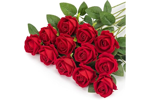XoeLLe 12 stycken falska blommor för dekoration, 52 cm konstgjorda blommor för utomhusbruk, konstgjorda blommor, blommor för bröllopsfavoriter, blombukett med långa stjälkar (glänsande