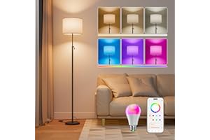 DUSKTEC Lampada da Terra RGB Compatibile Alexa e APP, Smart Lampada Piantana da Terra Dimmerabile Altezza Regolabile per Salotto Camera da Letto Soggiorno, 2700K-6000K Luce Bianco Caldo Fredda