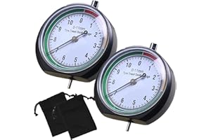 GOIEHIR 2 Piezas Medidor Profundidad Neumaticos, Redondo Neumático Medidor, rango de medición 0-11 mm Medidor de banda de rodadura por colores para motocicleta, camión, automóvil