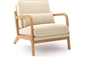 Blishom Lounge Chair, Lounge Chair med armstöd och träram, Modern klädd fåtölj för vardagsrum, sovrum, läshörna, kontor, 82 x