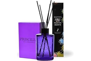 RAPTUS Priscilla Diffusore Ambiente 300 ml – Profumatore Casa all’Uva Fragola con Bastoncini in Legno | Fragranza Dolce Fruttata e Intensa | Bottiglia in Vetro Viola Decorativa