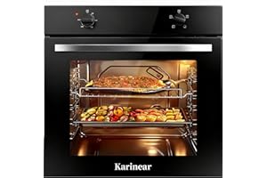 Karinear Electric Oven 65L Built in Knob Control 5 Functions 2000W Plug and Play 220V 60cm Wide Black
