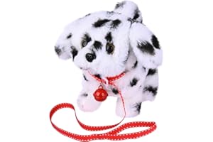WorWoder Jouet en peluche interactif électronique pour chien – Marche, aboiement, queue secouée, étirement, animal pour enfants (Dalmatien)