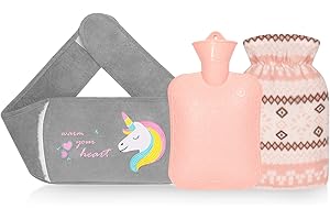 3 in 1 Borsa Dell'acqua Calda,VOTUKU Borsa Acqua Calda Peluche da 1L,con Copertura in Vita+Morbida Copertura in Peluche,per Alleviare i Dolori Muscolari, Mestruali e Articolari