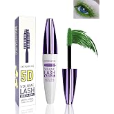 5D Green Silk Fiber Eyelash Mascara, Waterproof Mascara, Long Lasting Mascara for Definition and Volume, Quick Dry Curls, Sta