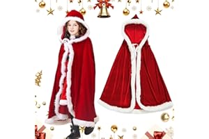 YISKY Weihnachten Santa Umhang mit Kapuze, Rotes Cape Weihnachtsmann, Weihnachtsmantel Cape Damen, Weihnachten Santa Claus Umhang, Weihnachten Umhang Rot, für Weihnachten Kostüm Cosplay Party (100 cm)