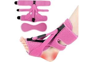 WAKERUG Plantar Fasciitis Night Splints, Ankle Brace for Plantar Fasciitis Treatment Pain Relief, Adjustable Foot Drop Night Splint for Heel Achilles Tendonitis Pain Relief for Men Women, Pink