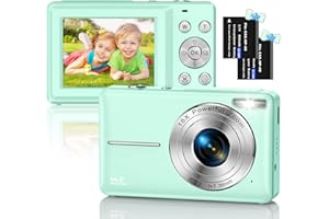 Appareil Photo Numérique Compact 1080P HD 44MP, Appareil Photo Enfant,Rechargeables Appareil Photo Numériques avec 16X Digital Zoom pour Enfant, Adolescent, Étudiant, Adulte, Débutant (Vert)