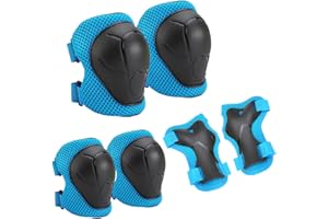Hovineumoo Protezione Kit per Bambini, 6 in 1 Ginocchiere | Gomitiere | Tutore Polso Protezioni Set, Regolabile Attrezzatura Protettiva, Sicurezza Set per Pattini Skateboard, Scooter e Rollerblade