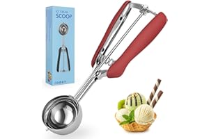 pangdapengpeng Cucchiaio Gelato Acciaio Inox 304, 5cm Porzionatore Gelato con Grilletto, Paletta Gelato per Biscotti, Torte, Melone, Polpette, Frutta, Impasto (Rosso)