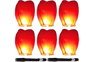 MXHBSTP 6Pcs Chinese Sky Lanterns, Lanterns to Release in Memory, Sky Lanterns to Release in Memory Suitable for Outdoor Events and Emotional Blessings with Personalised Wishes