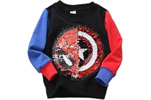 I PASS Niños Niñas Niños Superhero Flip Lentejuelas Color Moda Sudadera de Manga Larga Algodón (3-8 años)