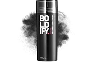 BOLDIFY Hair Fibres for Thinning Hair (BLACK) - 28g Bottle - Undetectable & Natural Hair Filler Instantly Conceals Hair Loss - Hair Powder Thickener, Topper for Fine Hair for Women & Men