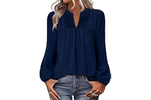 CHICZONE Women's Long Sleeve Chiffon Blouses Crew Neck Lace Hem Tunic Tops for Leggings Casual T-Shirts