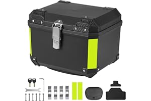 CARZIYER Top Case Motorradkoffer Universal 45L/57L, Aluminiumlegierung, wasserdicht, staubdicht und Diebstahlschutz, Helmkoffer mit Sicherheitsschloss, Top Case Scooter mit Rückenlehne und Grundplatte (57L)