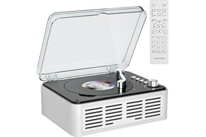 Gueray Lecteur CD Bluetooth avec Haut-parleurs et Radio FM Vintage Lecteur de CD Support USB & AUX Playback pour Livres Audio Blanc