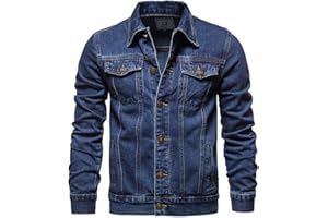 ZF YLYH Herren Jeansjacke Jacken Gewaschener Denim Übergangsjacke Frühlings Herbst Jacke Mantel Vintage Herrenjacke Klassische Denim Cargo Coat Slim Fit Jacket Übergangs