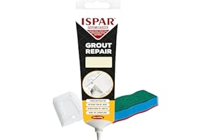 ISPAR Mortier de joints crème 400 g – Enduit prêt à l'emploi pour joints de carrelage – Avec spatule et éponge de nettoyage – Pour salle de bain, cuisine et réparation des joints – Inodore et adapté à