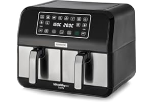 Kenwood kHealthy Twin HFM20.000MB, Double Air Fryer Oven With 8L Total Capacity, Separate Cooking, 35-200°, Max Crisp, Sync Function, 8 Presets, Adjustable Temperature Control, 1700W, Black