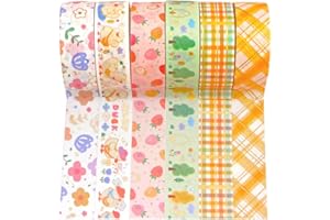 YUBBAEX BB Duck Washi Tape Set VSCO Splashed Gold Foil Masking Tape Decorativo per Arte, Artigianato fai da te, Forniture per Diari, Planner, Scrapbook, Card/Gift Wrapping – 15 mm x 6 rotoli