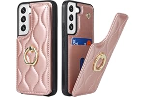 SailorTech Samsung Galaxy S22 Hülle mit Kartenhalter für Frauen, Galaxy S22 Handyhülle Ring-Ständer [Kartenfach] [Standfunktion] Niedliche und modische Tasche für Samsung Galaxy S22-Roségold