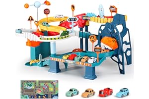Redcrab Circuit Voiture Enfant,Circuit Voiture Electrique avec 4 Voitures de Jouet et Railsde Piste Course Dinosaure pour Garçons et Filles de 3 à 14 Ans Cadeau d'anniversaire Vacances