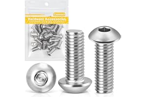 Caianwin 20 sztuk śrub z łbem soczewkowym M8 x 20 mm, z łbem sześciokątnym A2 V2A, stal nierdzewna, płaskie, okrągłe, do montażu mebli, obszarów przemysłowych