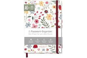 HÄFFT paper&you® Libro de contraseñas A6+ con registro A-Z "Wild Flower" para 320 datos de acceso, pequeño gestor de contraseñas, libro de contraseñas alemán - sostenible y respetuoso con el clima