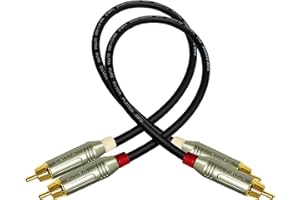 WORLDS BEST CABLES 0.5 Meter RCA Cable Pair - Van Damme Pro Grade Classic XKE Instrument (Jet Black), Audio Interconnect Cable with Amphenol ACPR Die-Cast, Gold Plated RCA Connectors