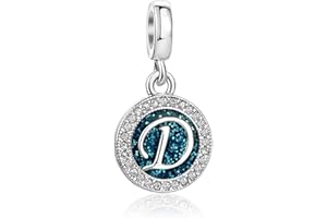 KunBead Jewelry Letter Charms Initial Dangle Alphabet Blue Love Crystal Beads for Charm Bracelets for Women