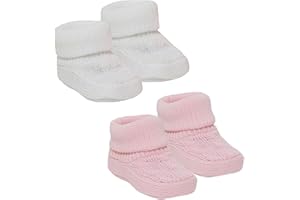 Royal Icon 2 Pairs Adorable Baby Booties - Warm & Safe Slippers for Newborn Boys & Girls - Soft, Stylish - Ideal for Indoor & Outdoor - Ri352