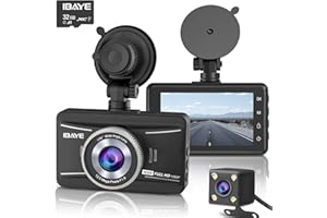 IBAYE Dashcam Auto Vorne Hinten mit SD-Karte, 1080P Full HD Autokamera Dual Dashcam mit 3.0" LCD Display, Dashcam für Autos 170 ° Weitwinkel, G-Sensor, Loop-Aufnahm, Parküberwachung, Nachtsicht, WDR