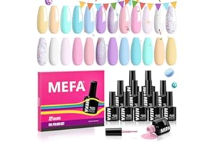‎MEFA MEFA UV Nagellack, Gel Nagellack UV 12 Farben Pastell Macaron Weiß Gelb Rosa Grün Nackt Lila Blau UV Gel Nagellack Soak-Off UV Shellac Nagellack für Anfänger DIY Nailart zu Hause Frühling Sommer