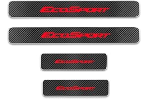 EAGLEG 4Pezzi Auto Fibra di Carbonio Battitacco Adesivi, per FO-rd Ecosport, Soglia Porta Anti-Graffio Scuff Piastra di Protezione,Red