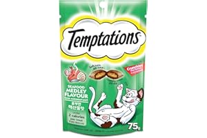 Temptation Seafood Mix Cat Treats, 75g Cat Treats, Crispy Outside, Soft Inside, Treat