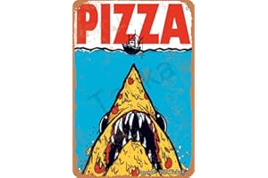 TARIKA Poster vintage en métal avec inscription « Pizza » - 20 x 30 cm - Décoration murale pour la maison, la cuisine, la salle de bain, la ferme, le jardin, le garage - Citations inspirantes