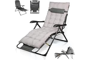 AYDFUORT Sonnenliege Klappbar, Liegestuhl Garten, Klappbare Gartenliege Verstellbar Rückenlehne, Relaxsessel Garten Mit Auflage Polster, Getränkehalter, Liegestuhl Balkon Belastbar150kg (Grau)