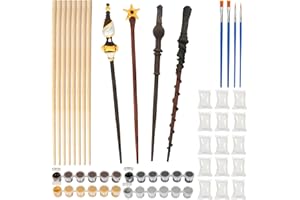 HAKOTOM Wizarding World Baguette 8pcs Kit de Peinture D'artisanat Baguette Magique pour les enfants sorciers Halloween Fête Favors Fournitures Cadeau d'anniversaire (Argile et Peinture)