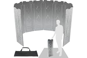 Drado 10 Plaques Pare-Vent Pliable en Alliage Acier inoxydable Portable Léger Pare-Vent Air Pare-Brise Pliable pour Rechaud de Camping, Pique-Nique Cuisinière à Gaz, 150cm
